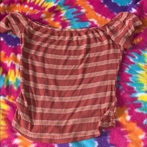 Cute off shoulder stripe shirt